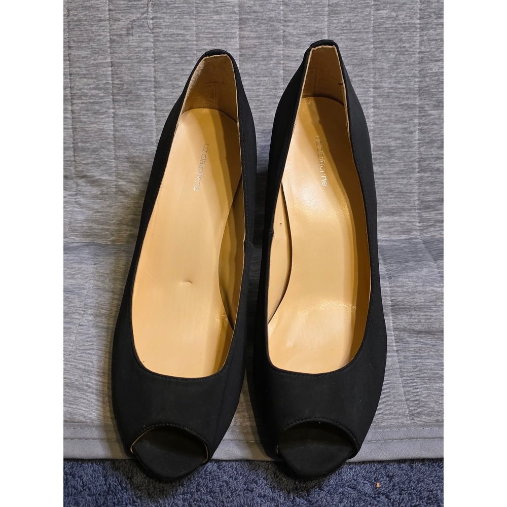 1472 Liz Claiborne Black Peep Toe Pumps Stiletto Heels Size 9.5M
